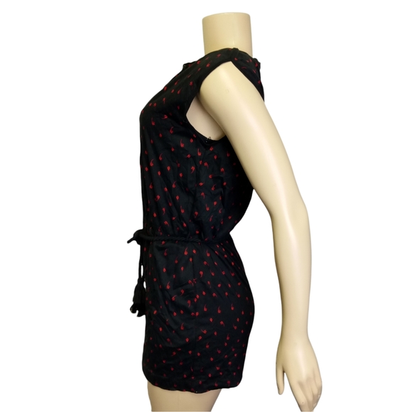 A.P.C. Black short Romper with Red Flowers M - Picture 4 of 11